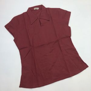 Vintage Cranberry Linen Blouse XL